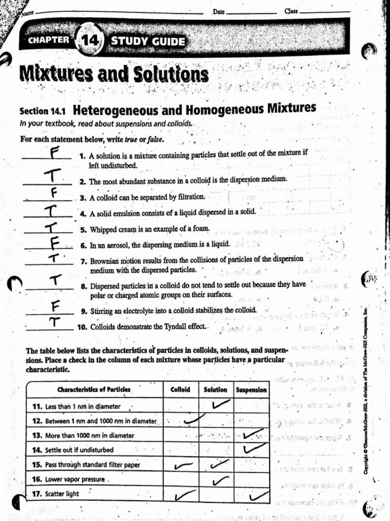 Topic 14 Mixture and Solutions Revision Sheets | PDF