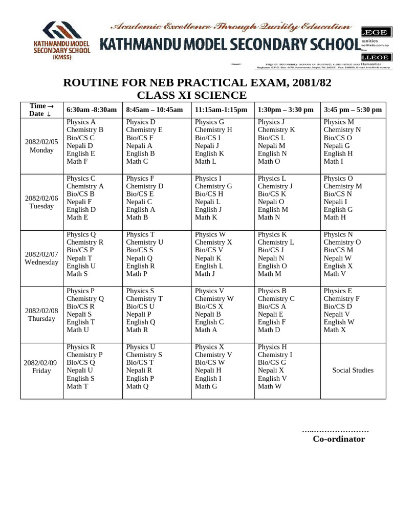Internal Routine For Board Exam | PDF