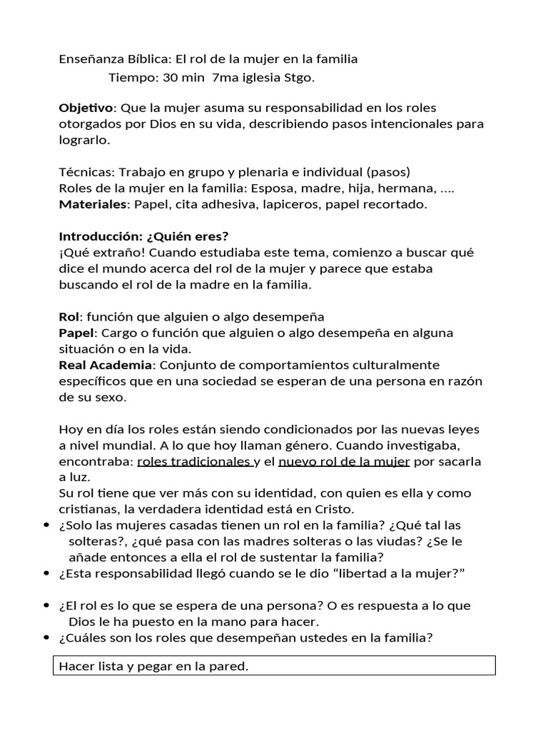 El Rol de La Mujer en La Familia | PDF
