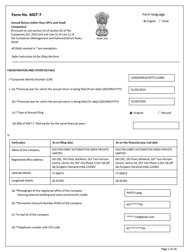 MGT-7 - Form MGT7 - 28 - 01 - 2026 | PDF | Securities (Finance) | Share ...