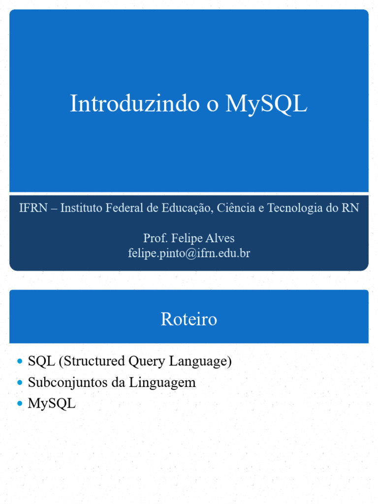 Slide 07 - Introduzindo o MySQL | PDF | SQL | Bancos de dados