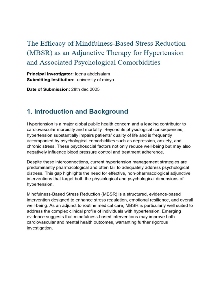 The Efficacy of Mindfulness-Based Stress Reduction (MBSR) As An ...