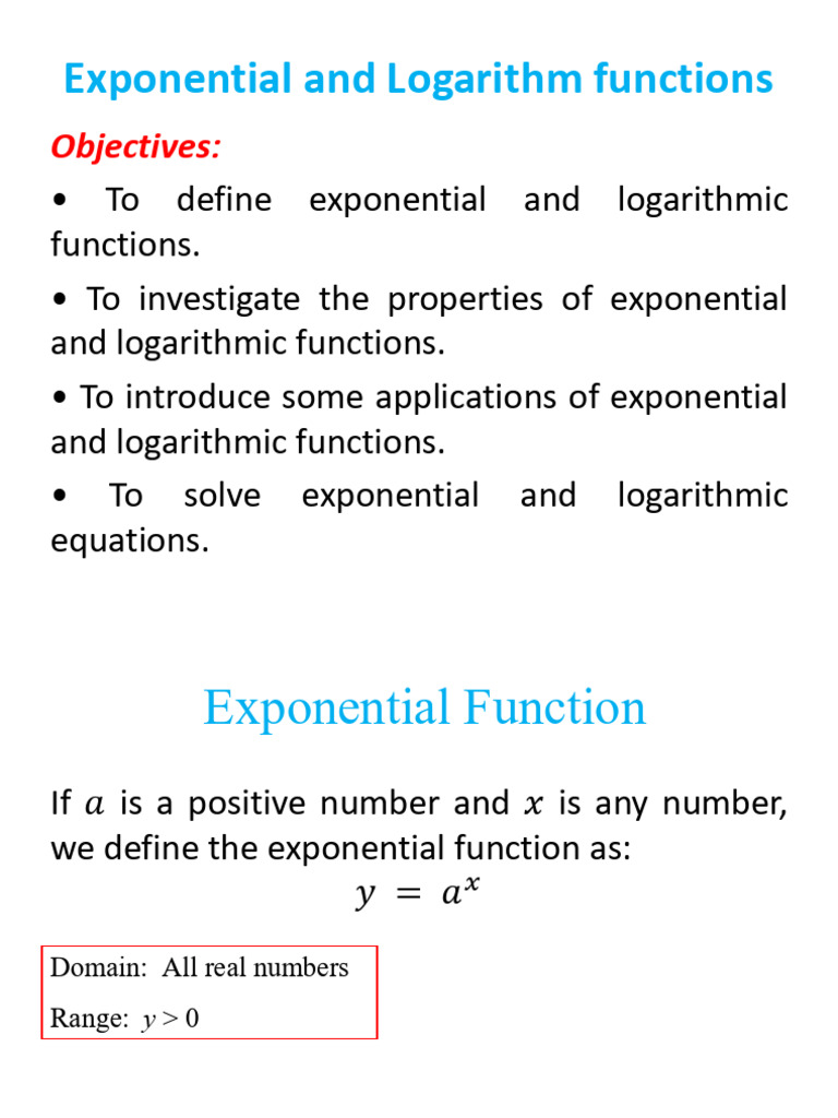 Exponential and Logarithm Functions | PDF | Logarithm | Exponential ...