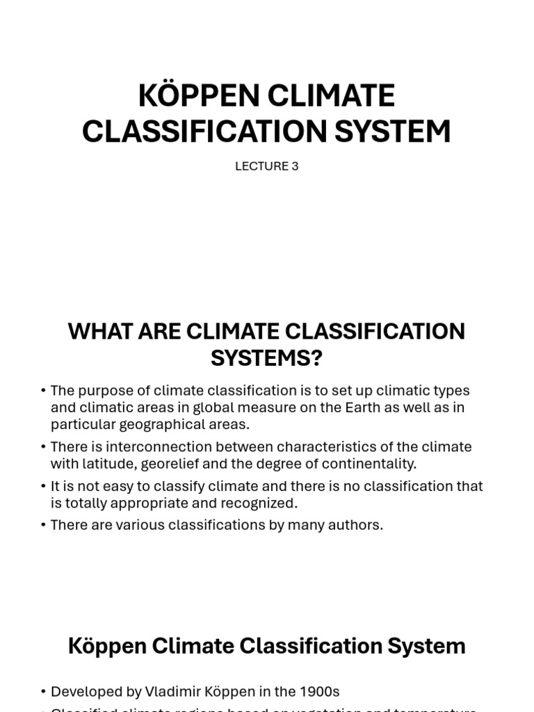 Lecture 3 - Köppen Climate Classification System | PDF | Climate | Rain