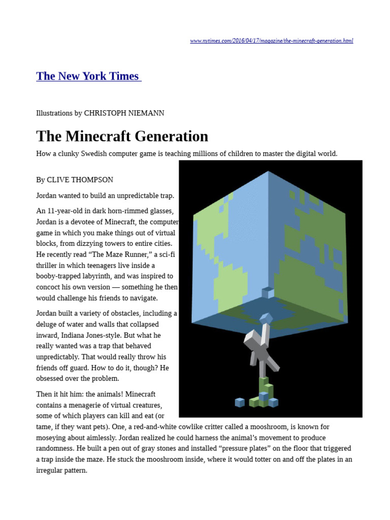 Minecraft 2016-04-17 Nytimes | PDF | Minecraft | Lego