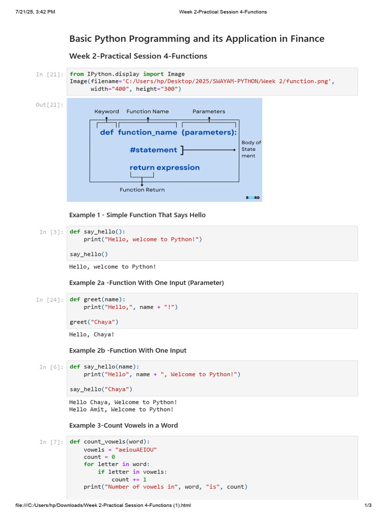10-Code-Week 2-Practical Session 4-Functions | PDF | Interest | Python ...