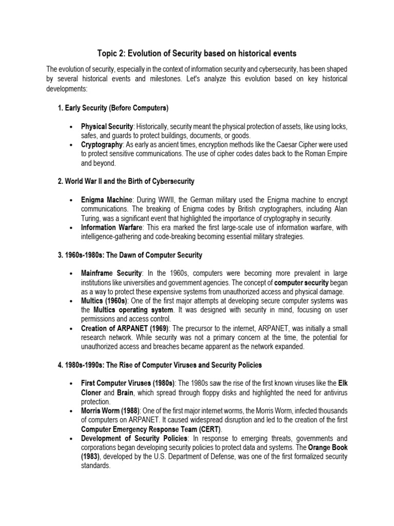 Evolution of Security Based On Historical Events. - 065552 | PDF ...