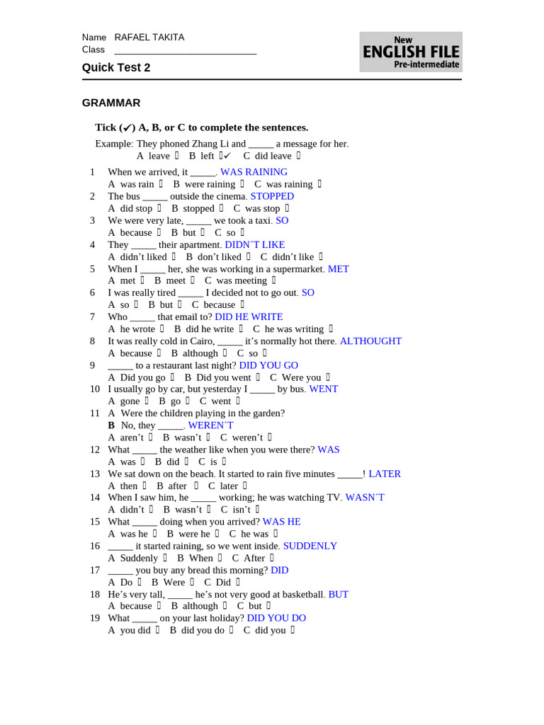 EF4e Preint Quicktest 02 | PDF | Linguistics