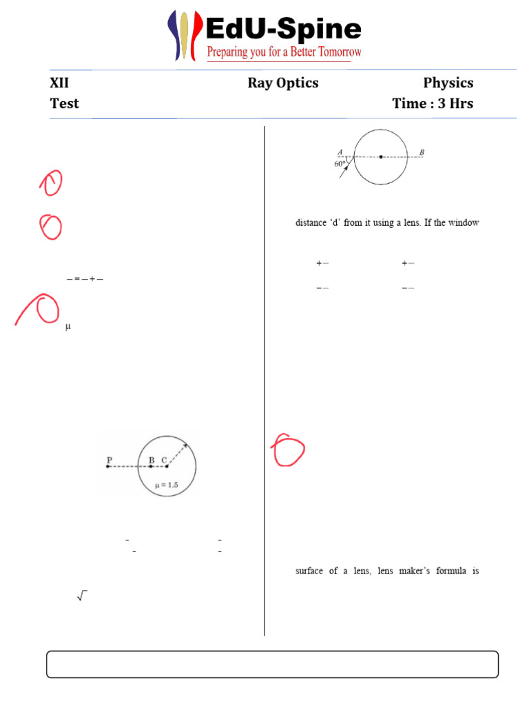 XII-Physics - Ray Optics 2 | PDF | Atomic | Electrodynamics