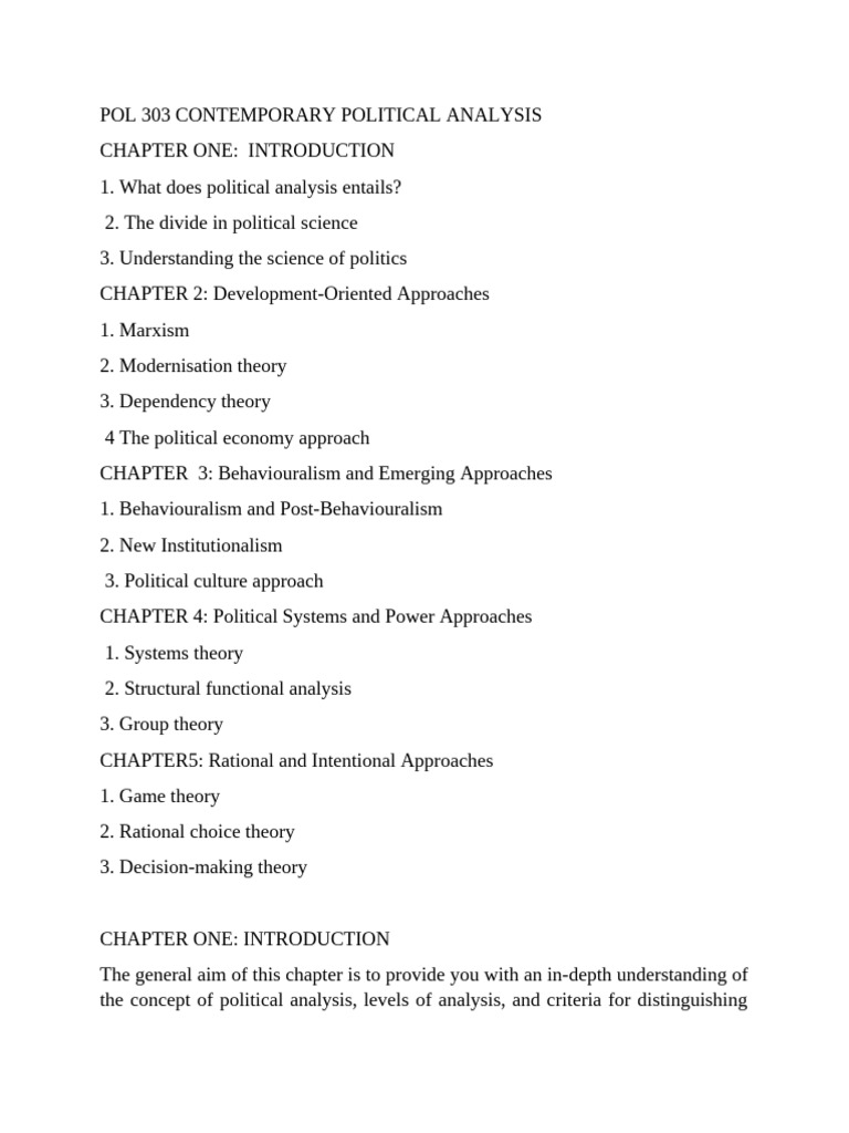 Pol 303 Contemporary Political Analysis | PDF | Paradigm | Political ...