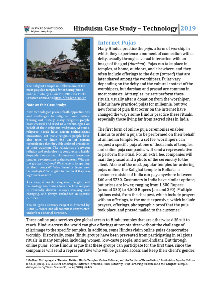 Group 2 Hindu Case Study Technology - Hinduism | PDF | Temple | Priest