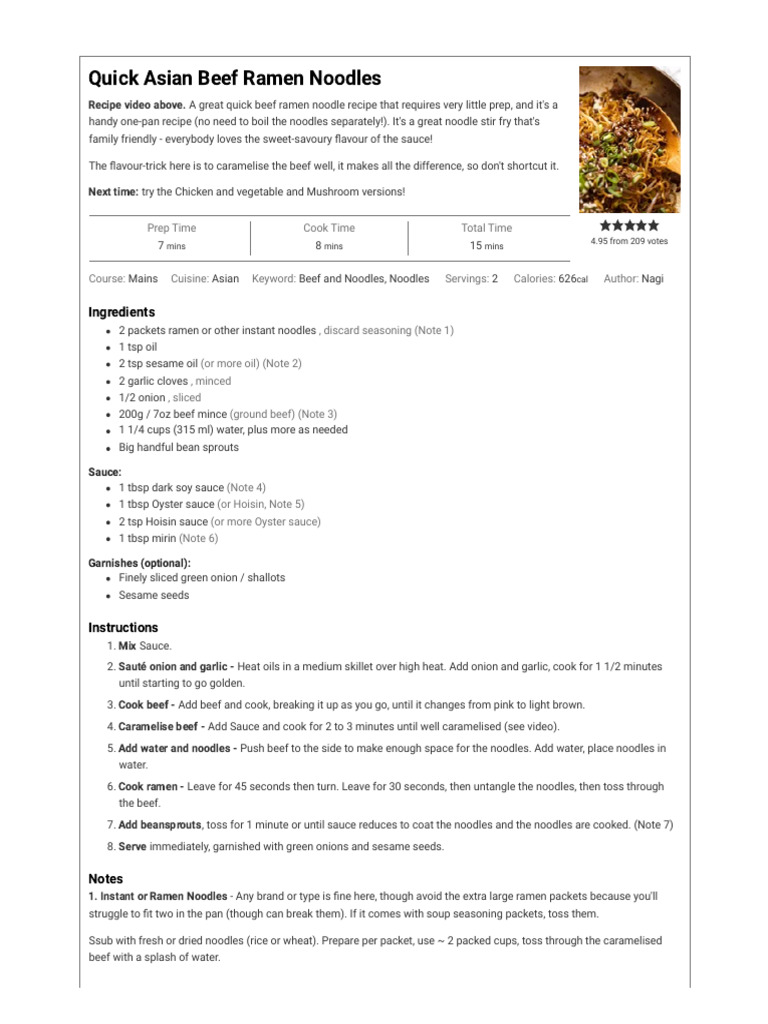 Quick Asian Beef Ramen Noodles - RecipeTin Eats | PDF | Sauce ...