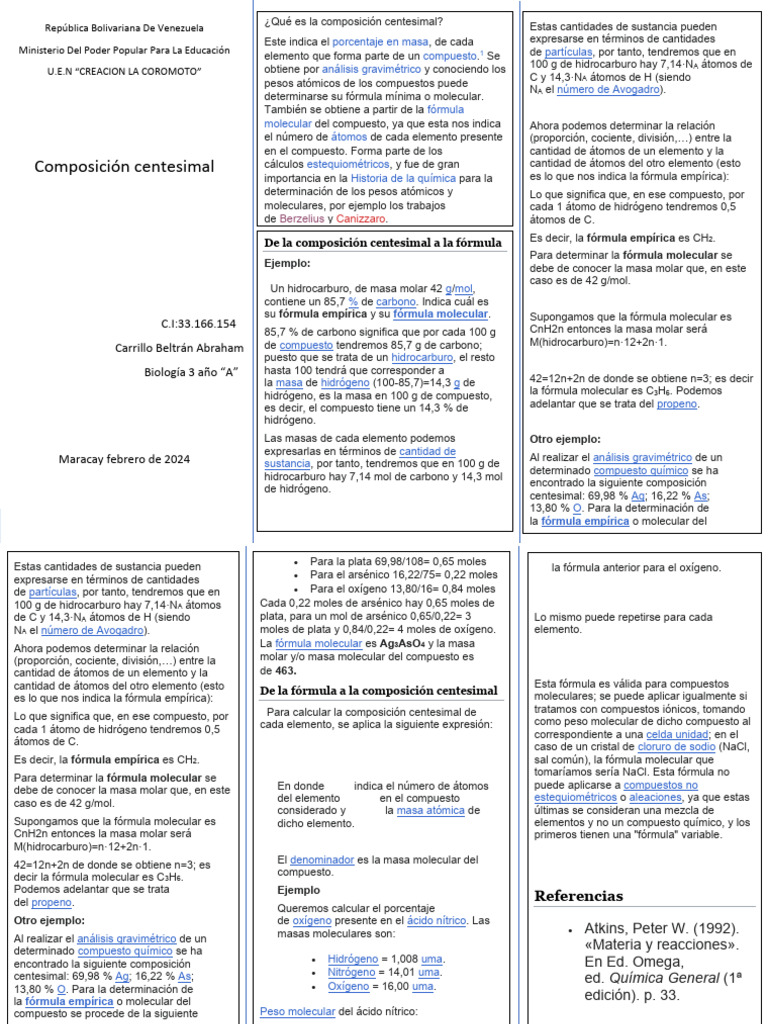 composición centesimal | PDF