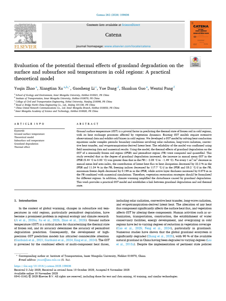 Evaluation of The Potential Thermal Effects of Grassland Degradation On ...