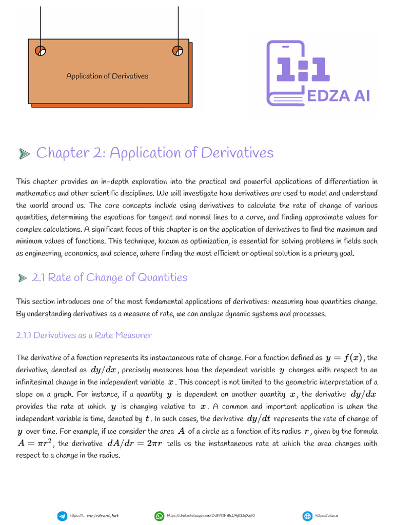 Application of Derivatives Notes | PDF | Derivative | Mathematical ...