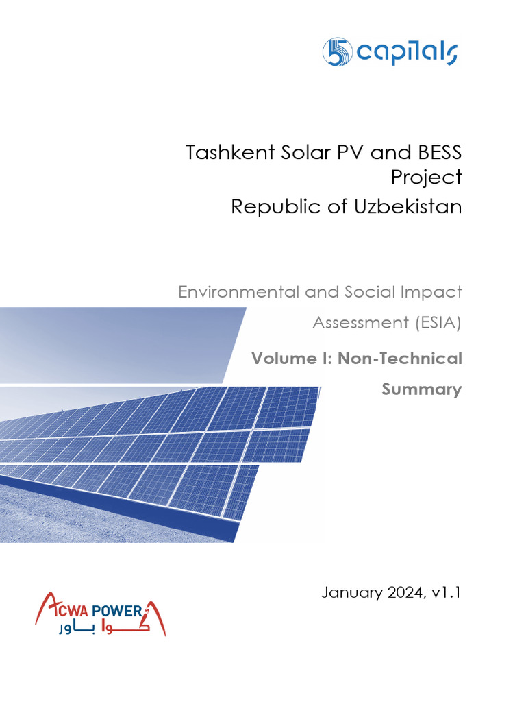 Tashkent Solar PV and Bess Nts | PDF | Photovoltaics | Environmental ...
