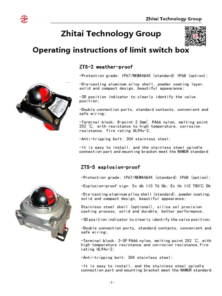 Operating Instructions of Limit Switch Box | PDF | Stainless Steel | Switch