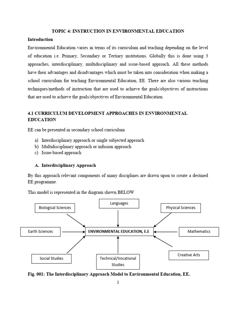 ESM 410 Topic 4 INSTRUCTION IN ENVIRONMENTAL EDUCATION 1 Edited | PDF ...