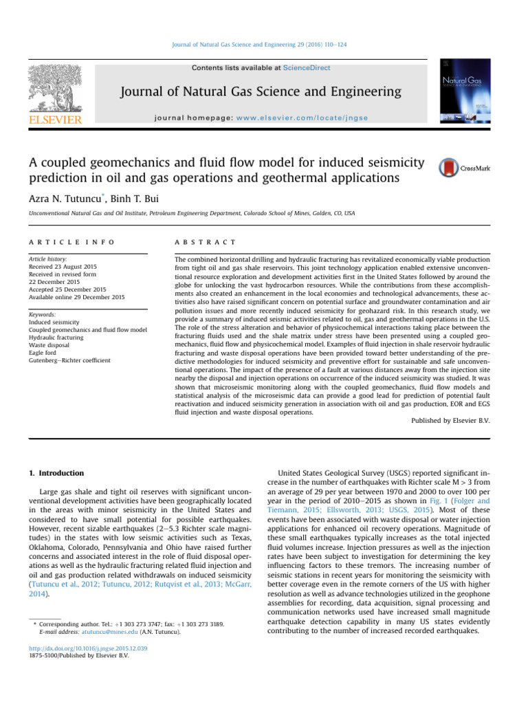 A Coupled Geomechanics and Fluid Flow Model For Induced Seismicity ...