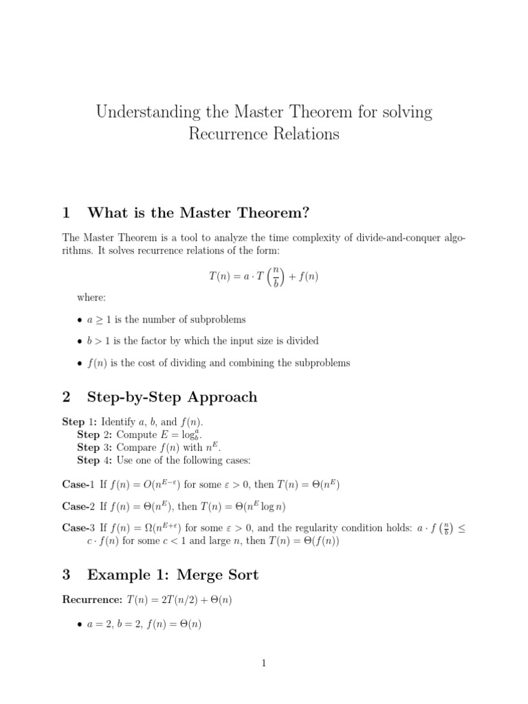 Master Theorem Notes | PDF