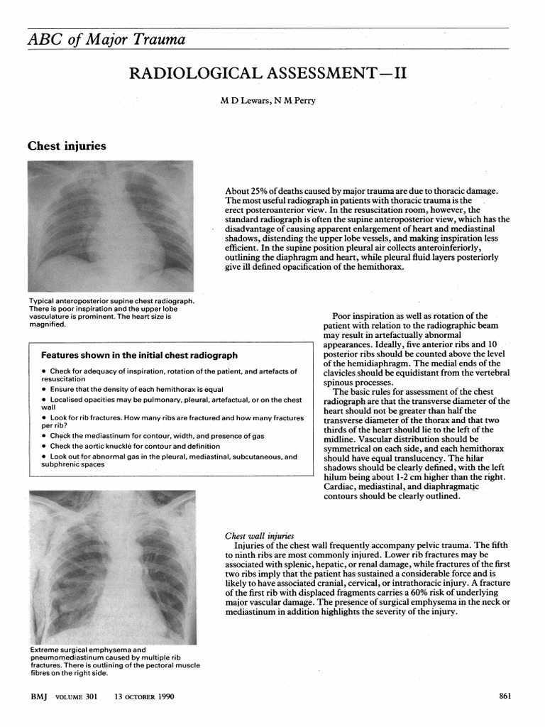 ABC of Major Trauma - Radiological Assessment II | PDF | Pelvis | Thorax