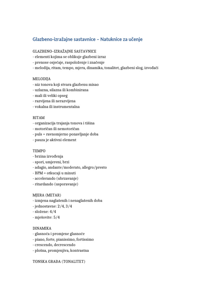 Natuknice Glazba | PDF