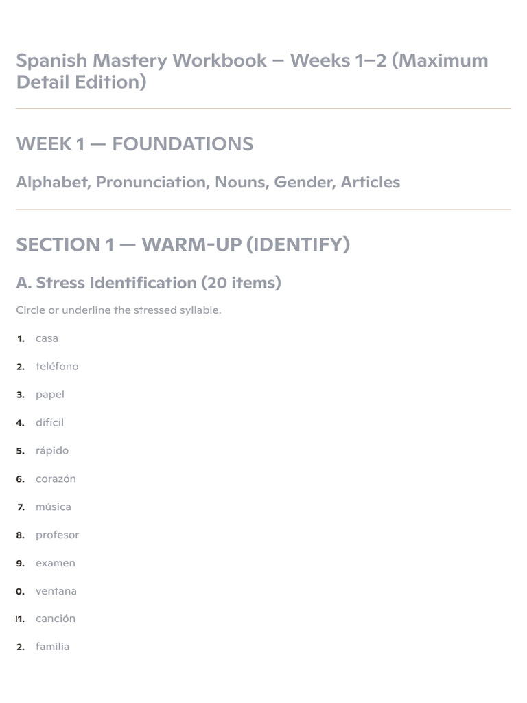 Spanish Workbook | PDF