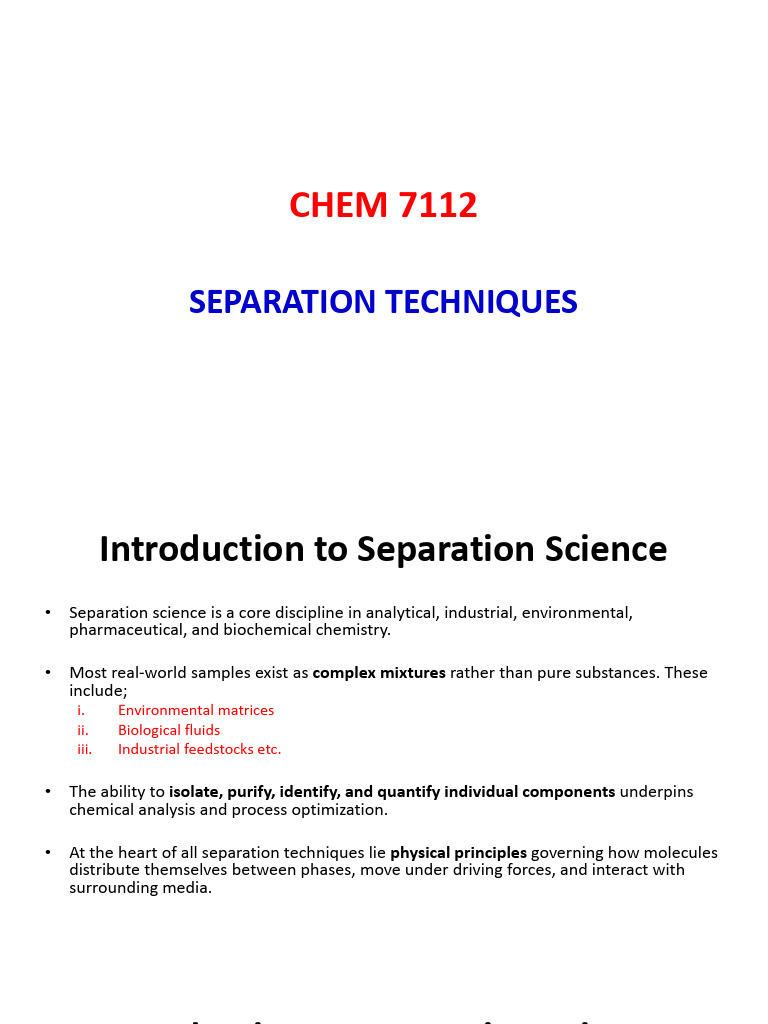 Chem 7112 Separation Techniques | PDF | High Performance Liquid ...