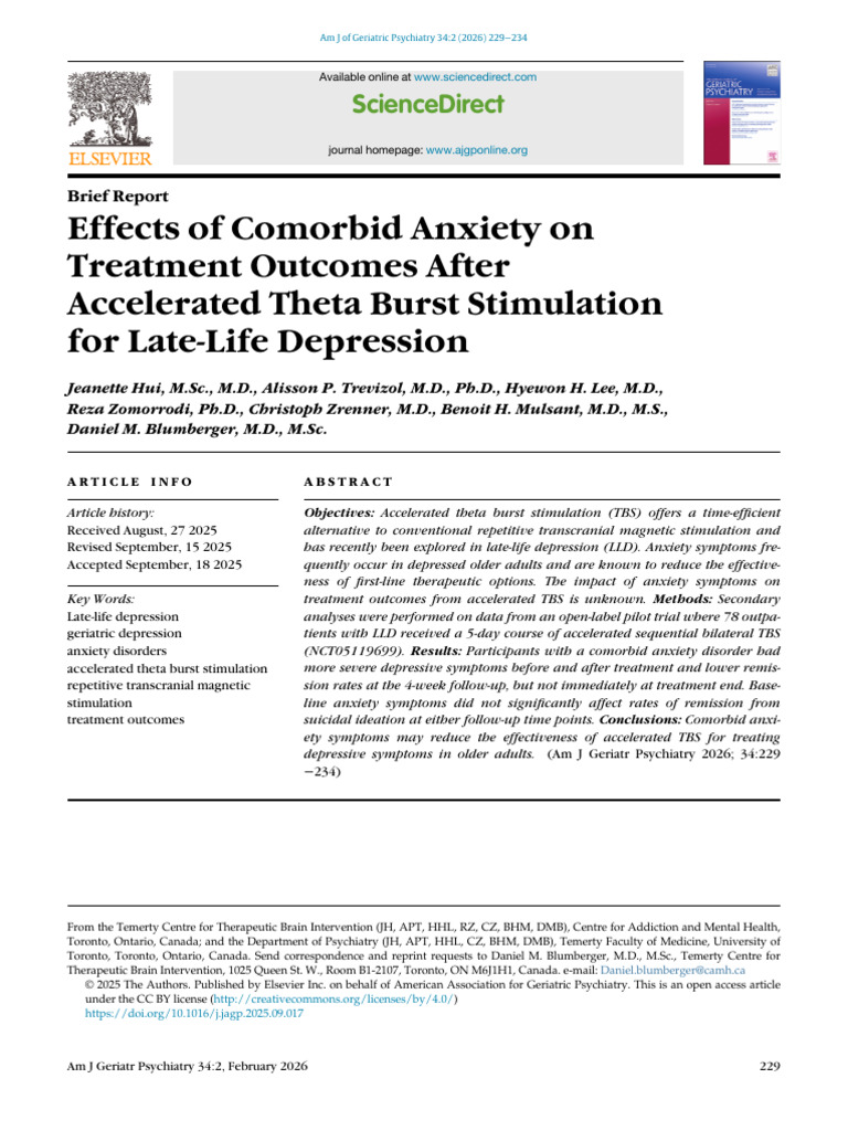 Effects of Comorbid Anxiety On Treatment Outcomes | PDF | Major ...