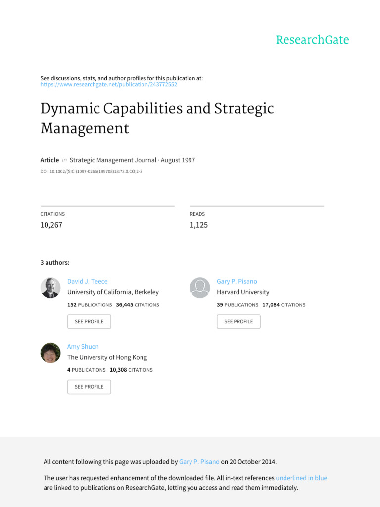 Dynamic Capabilities and Strategic Manag | PDF | Strategic Management ...