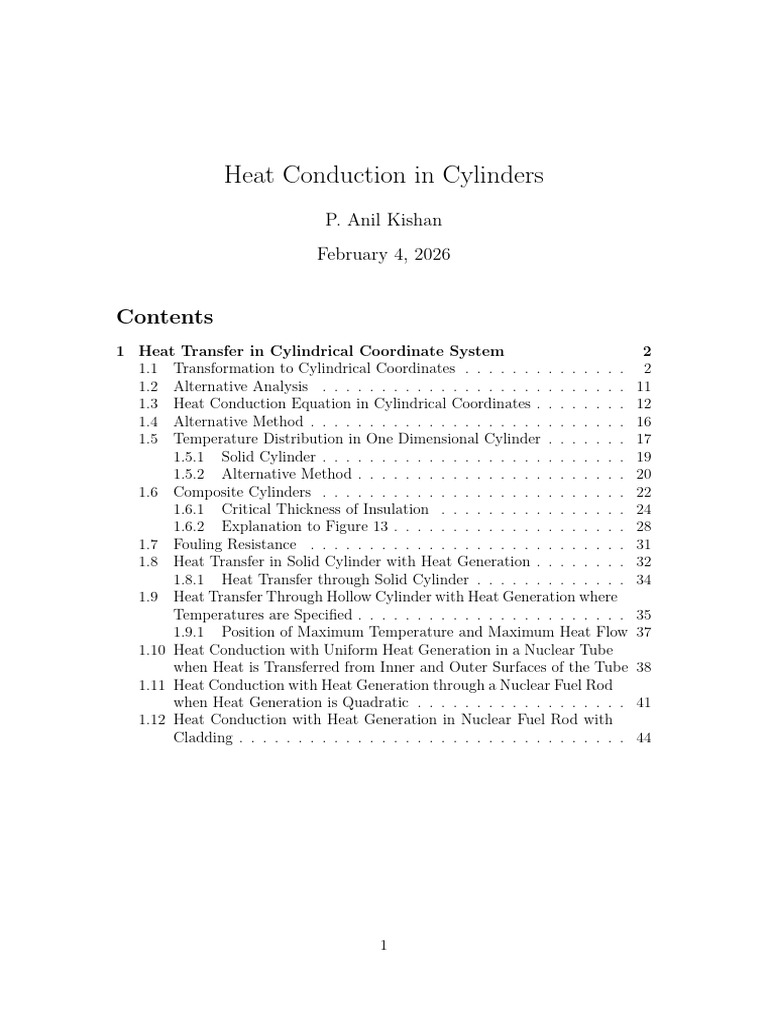 Heat Conduction in Cylinders | PDF | Coordinate System | Thermal Conduction