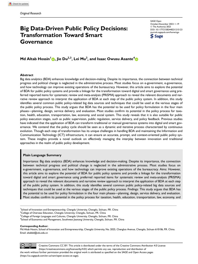 Big Data-Driven Public Policy Decisions | PDF | Big Data | Data
