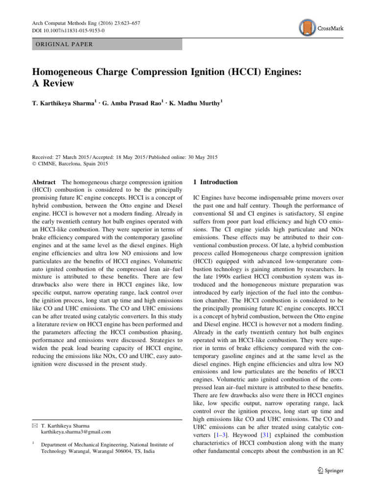 Homogeneous Charge Compression Ignition (HCCI) Engines | PDF | Diesel ...