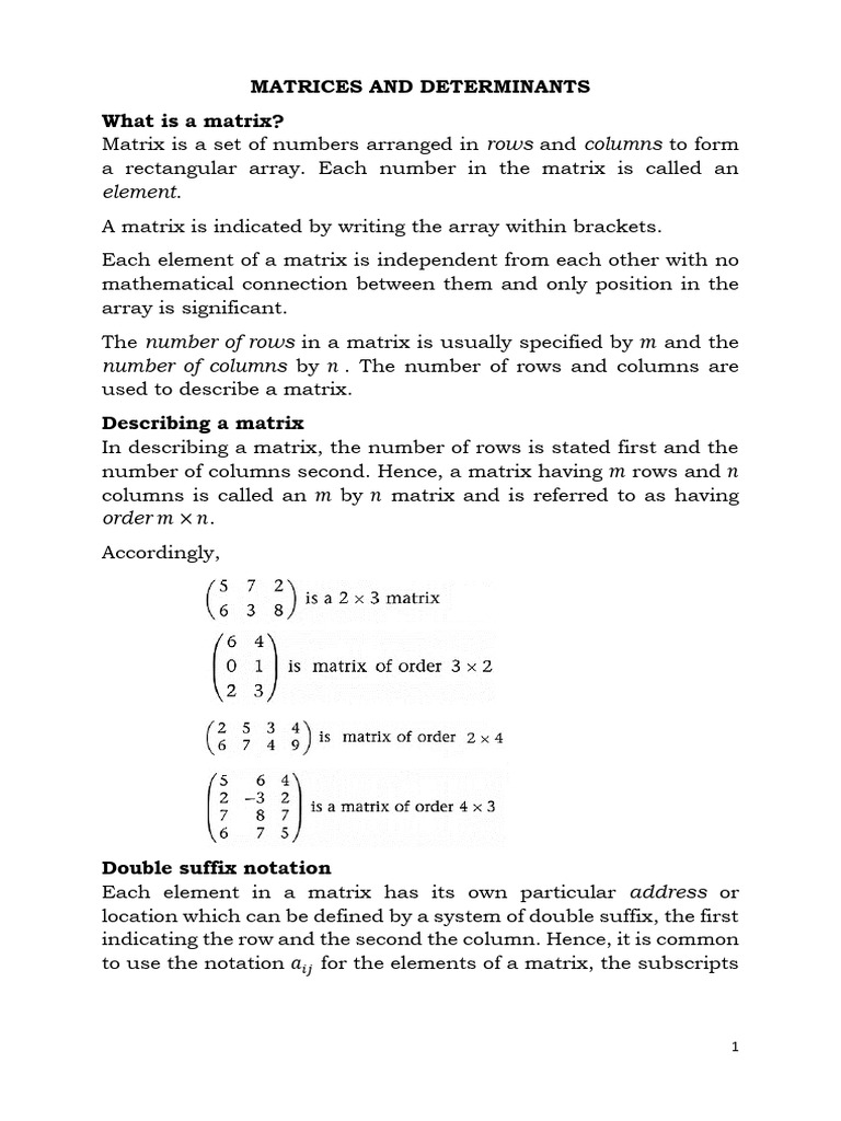 Matrices and Determinants | PDF | Matrix (Mathematics) | Determinant
