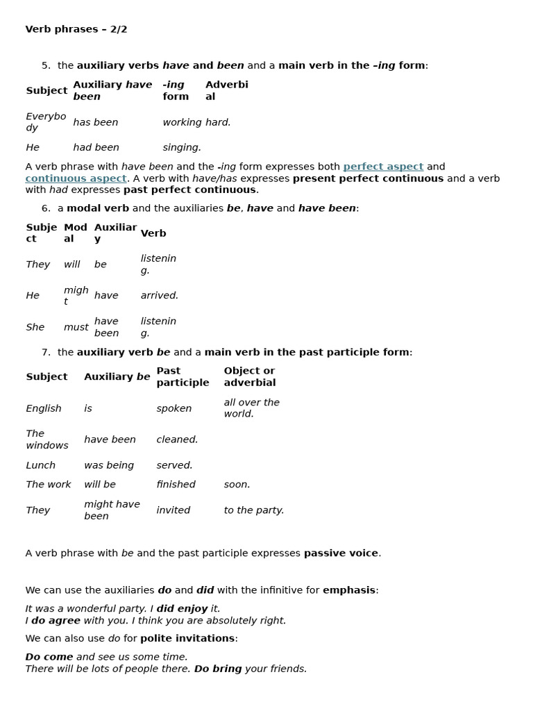 Verb Phrases - 2-2 | PDF