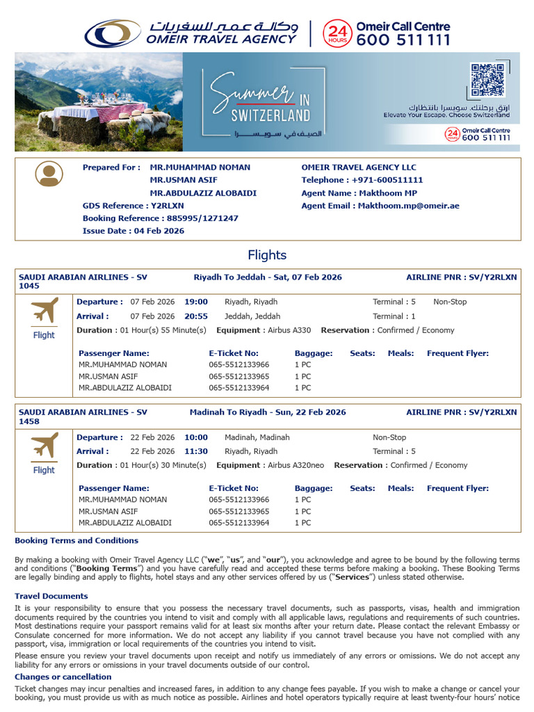 Saudi Airlines Ticket-Y2RLXN | PDF | Travel Visa