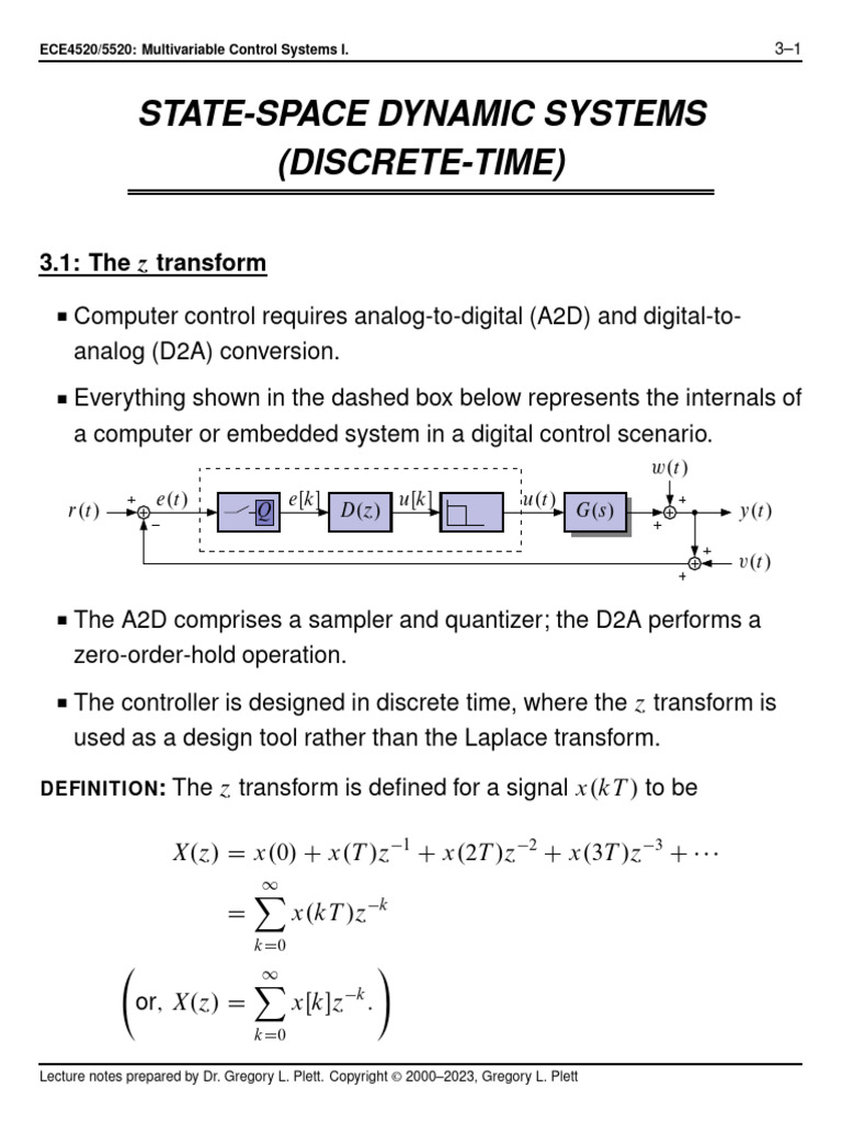 Discrete Time Systems in State Space | PDF | Stability Theory ...