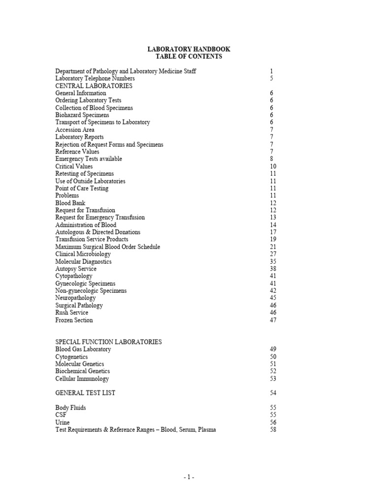 Laboratory Handbook | PDF | Blood Transfusion | Pathology