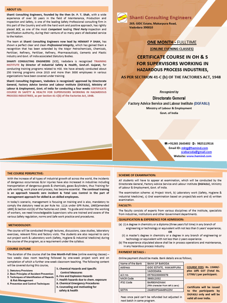 Course Brochure | PDF | Hazards | Safety