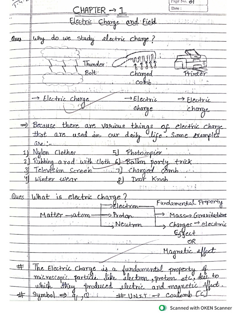 Physics CH-1 Electric Charge and Field | PDF