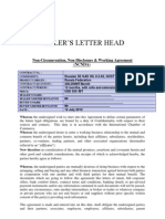 Seller S Letter Head: Non-Circumvention, Non-Disclosure & Working Agreement (Ncnda)