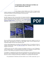 ACTA Réanimé - La Commission Refuse de Discuter Des Fuites Sur L'accord Commercial Canada-UE