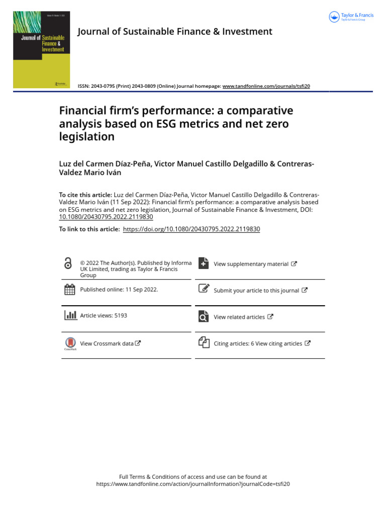 Financial Firm - S Performance - A Comparative Analysis Based On ESG ...