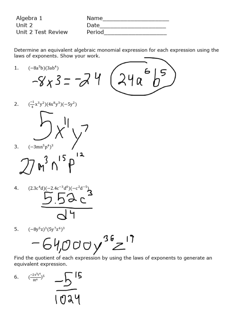 Unit 2 Test Review | PDF