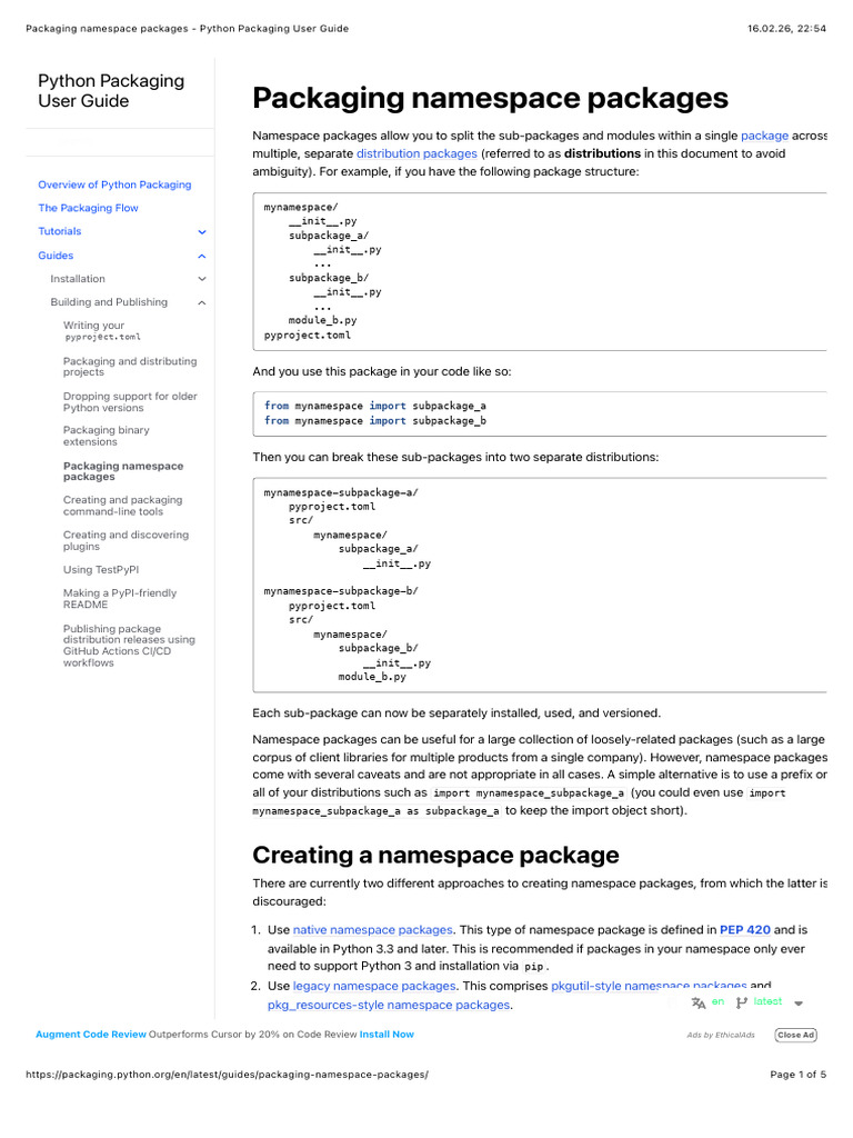 Packaging Namespace Packages | PDF | Namespace | Python (Programming ...