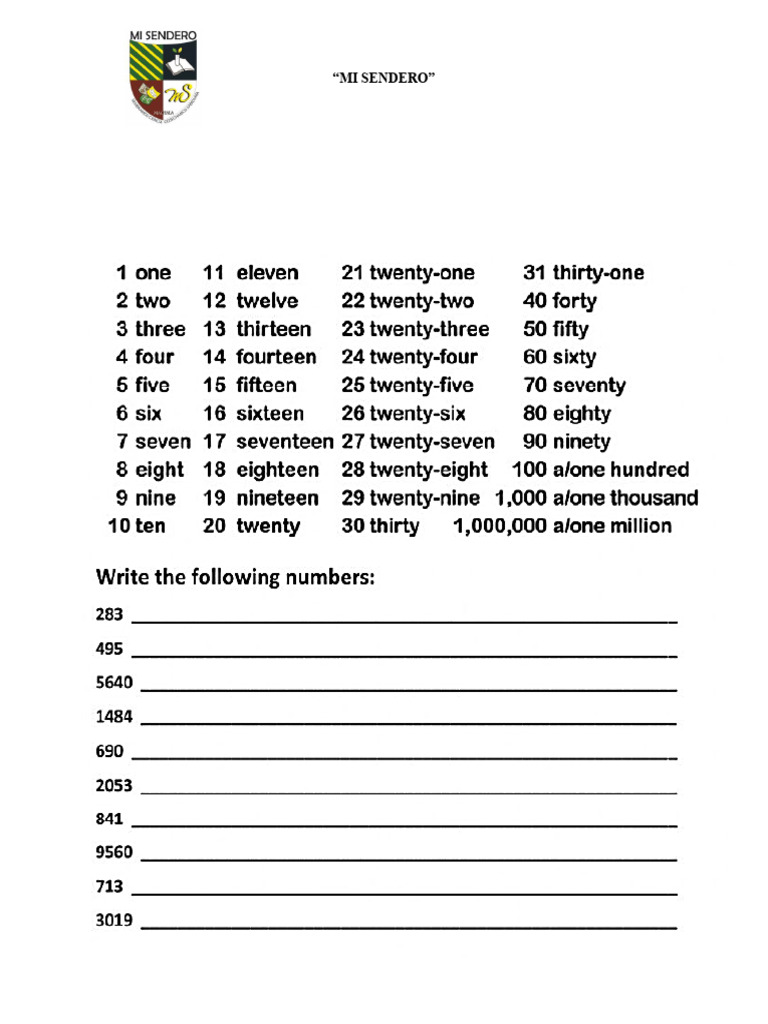 Classwork #1 Numbers | PDF