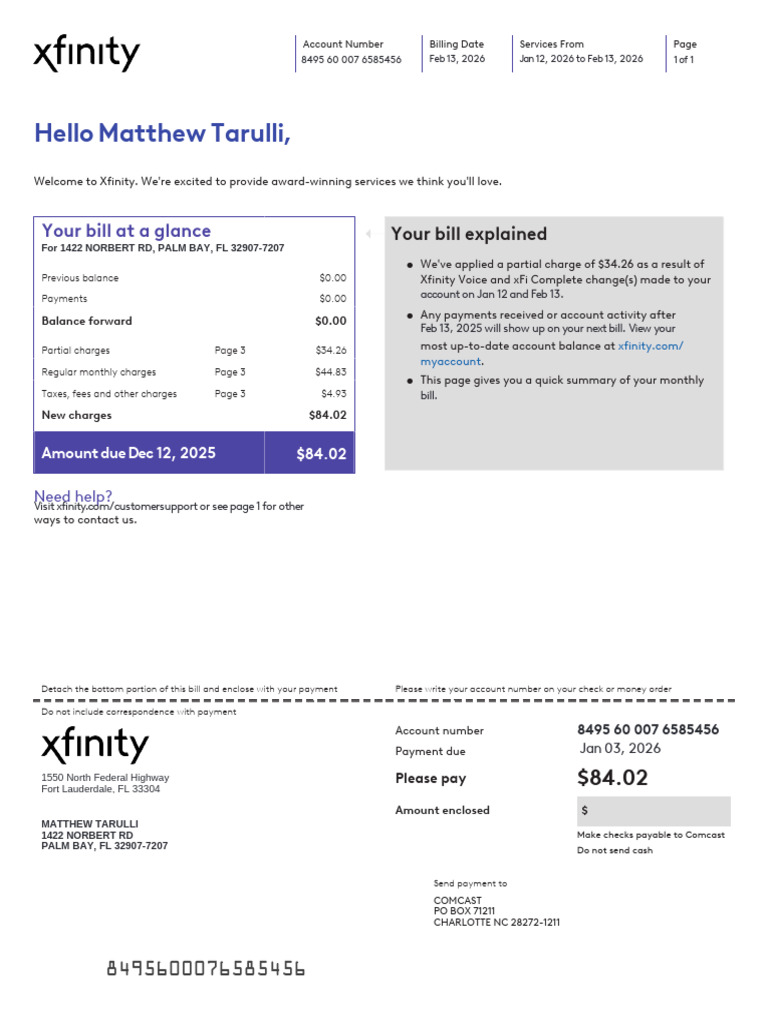 Xfinity Statement 2026 02 13. | PDF | Business | Economies