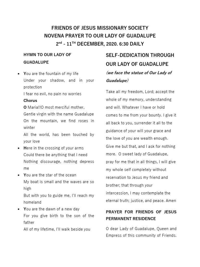 Novena Prayer To Our Lady of Guadalupe 2021 | PDF | Prayer