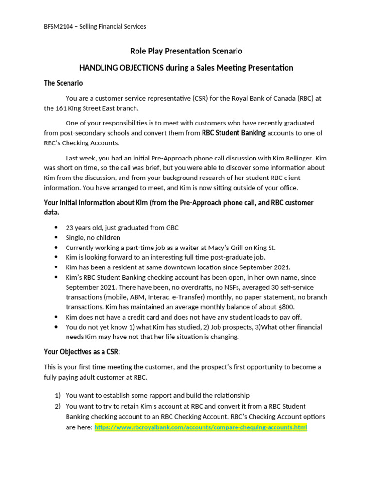 5%assignment#3 - Role Play - Handling Objections | PDF | Nonverbal ...