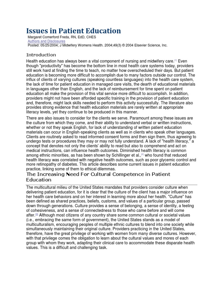 Issues in Patient Education | PDF | Informed Consent | Patient